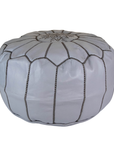 Moroccan Leather Pouffe Grey