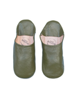 Moroccan Babouche Slippers, Olive