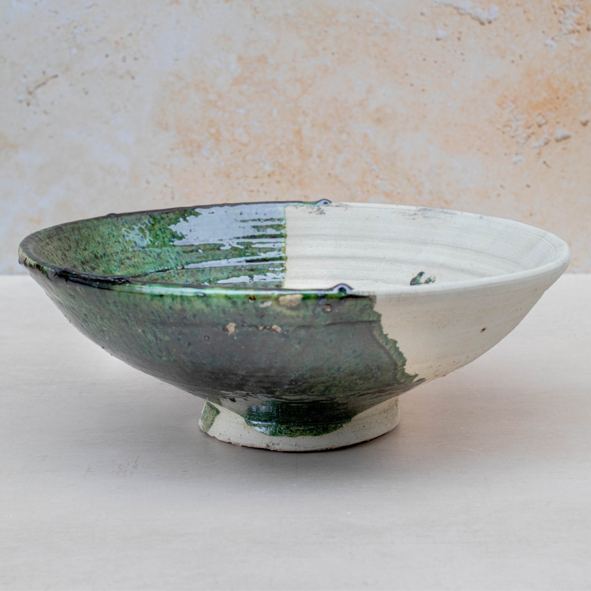Handmade Tamegroute Half-Glazed Bowl - Green