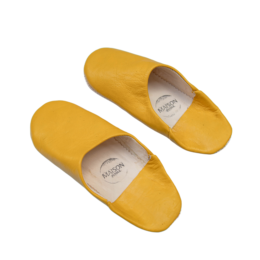 Moroccan Babouche Slippers, Yellow