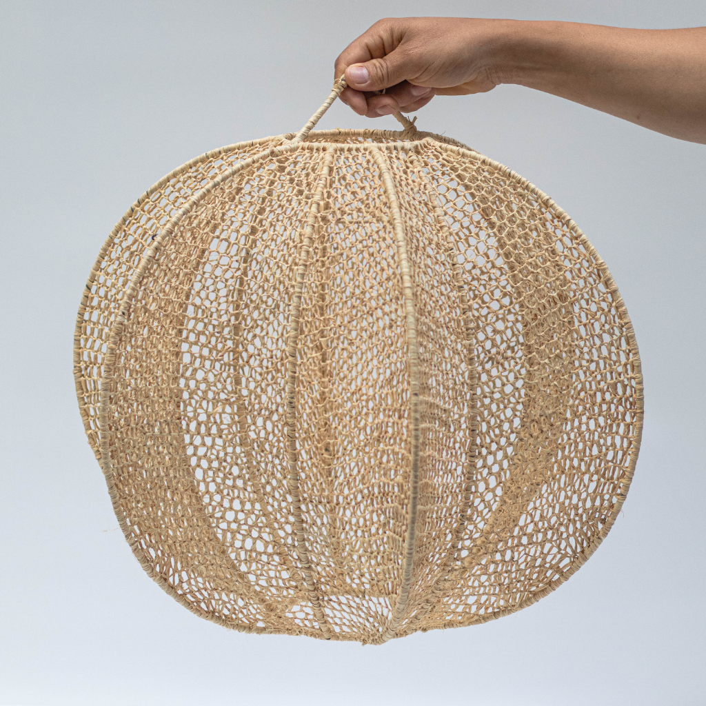 Boho Chic Raffia Lace Suspension Ball Ceiling Pendant Light 