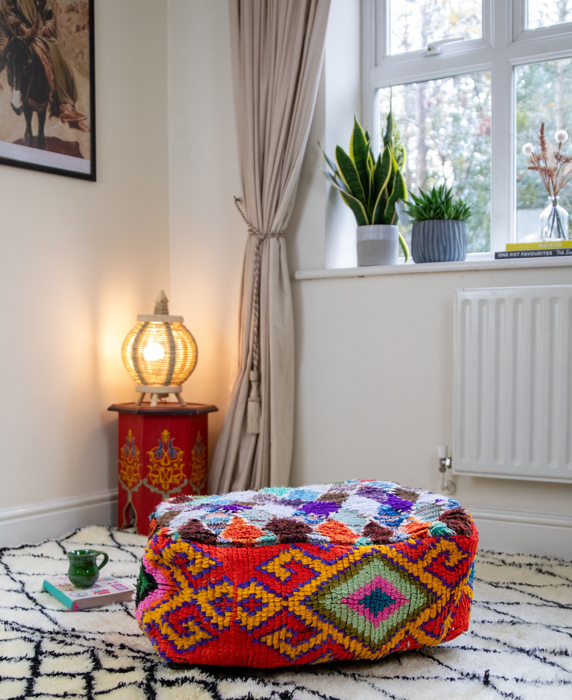 Handmade Moroccan Floor Cushions, Ottomans, and Poufs for Unique Home Décor (Sky)