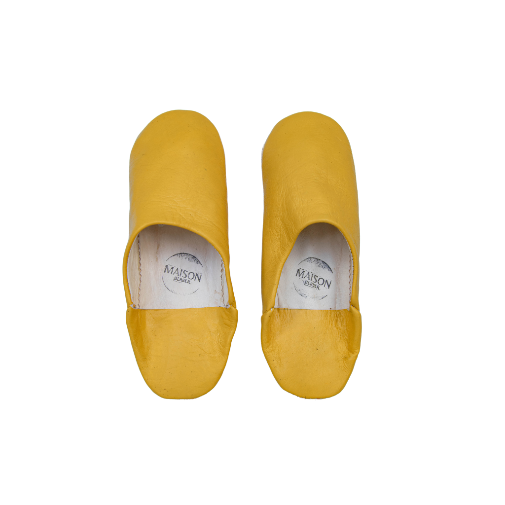 Moroccan Babouche Slippers, Yellow