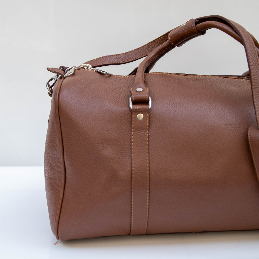 Moroccan Leather Weekend Bag with Shoe Pocket