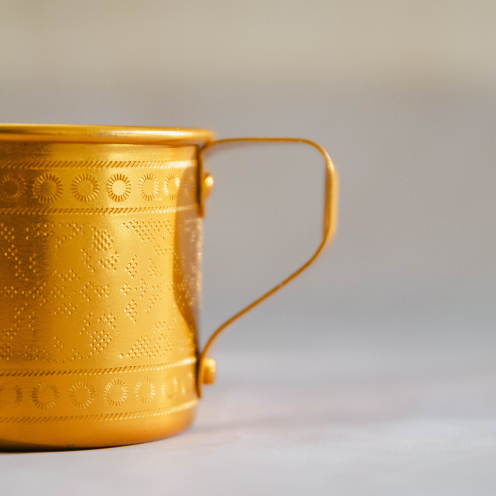 Handmade Moroccan Aluminium Mug – Elegant Gold Finish