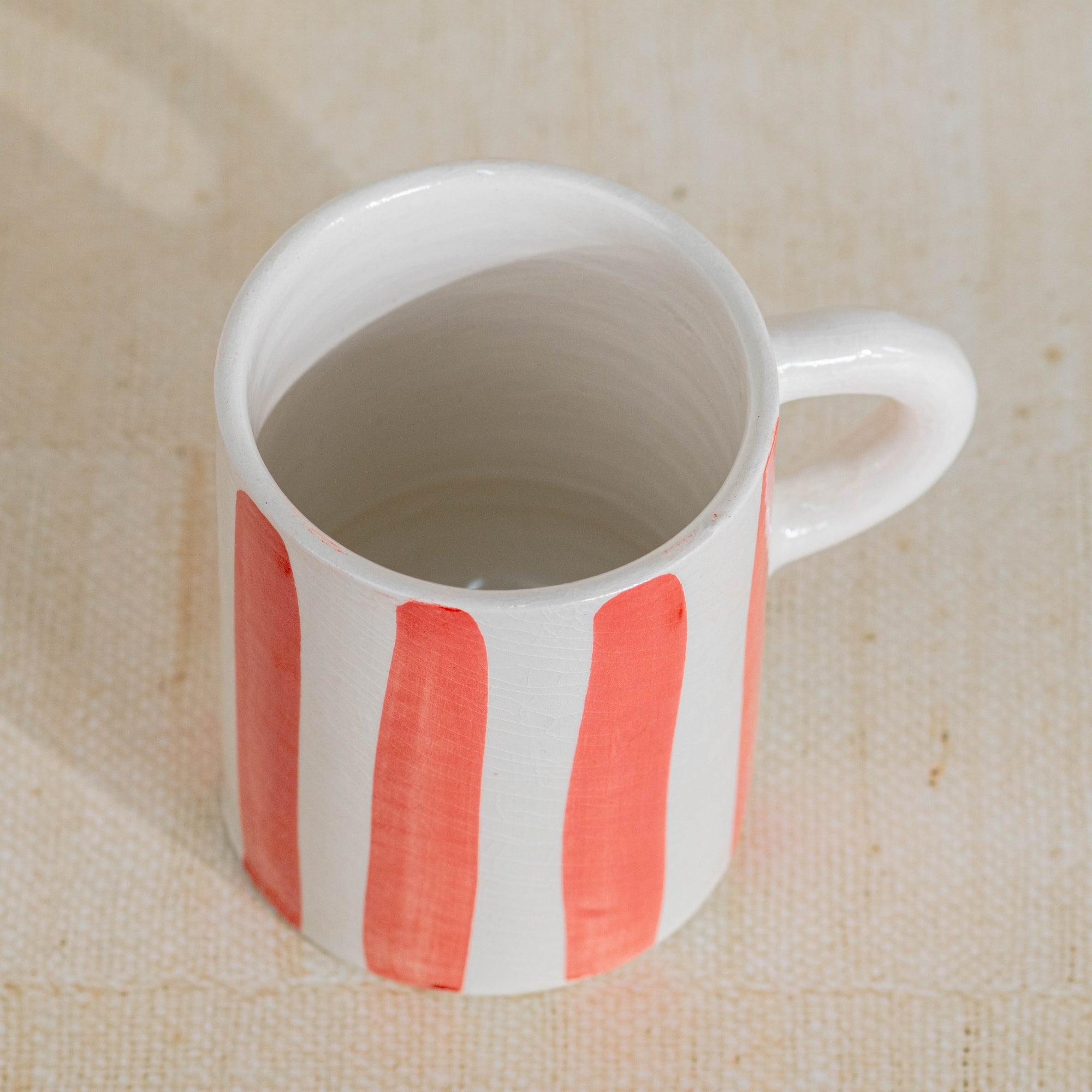 Handmade Striped Coffee Mug - Red