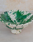 Handmade Tamegroute Bowl - Green (Half-Glazed Splatter)