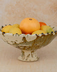 Handmade Tamegroute Pedestal Bowl - Ochre (Half-Glazed Splatter)