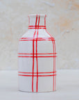 Handmade Checkered Ceramic Vase - Red
