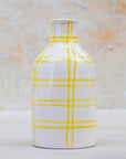 Handmade Checkered Ceramic Vase - yellow
