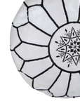 Moroccan Leather Pouffe White and Black