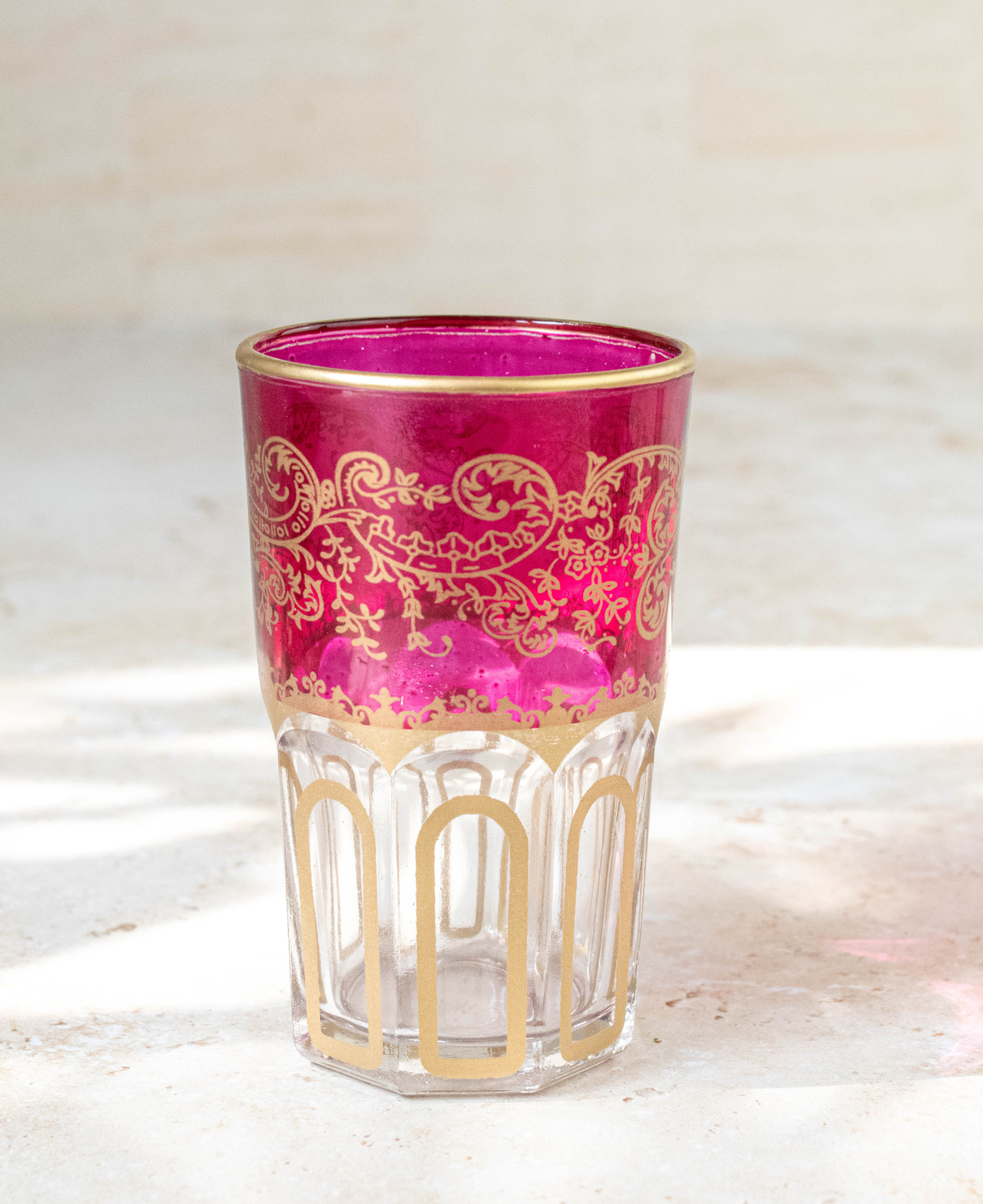 Set of 6 Moroccan Multicoloured Tea Glasses – Pink