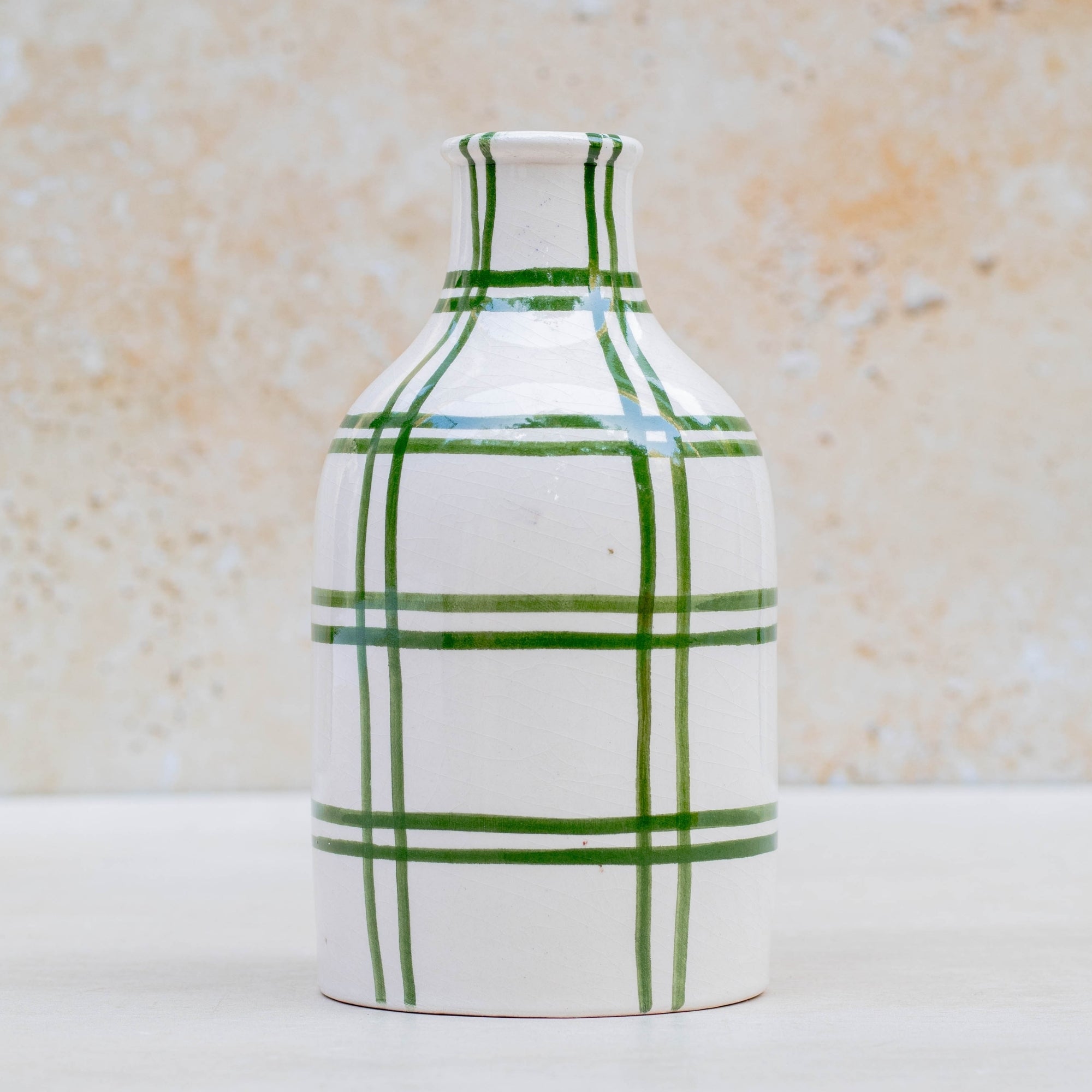 Handmade Checkered Ceramic Vase - Green
