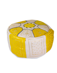 Moroccan Leather Floor Pouffe/Ottoman: Yellow