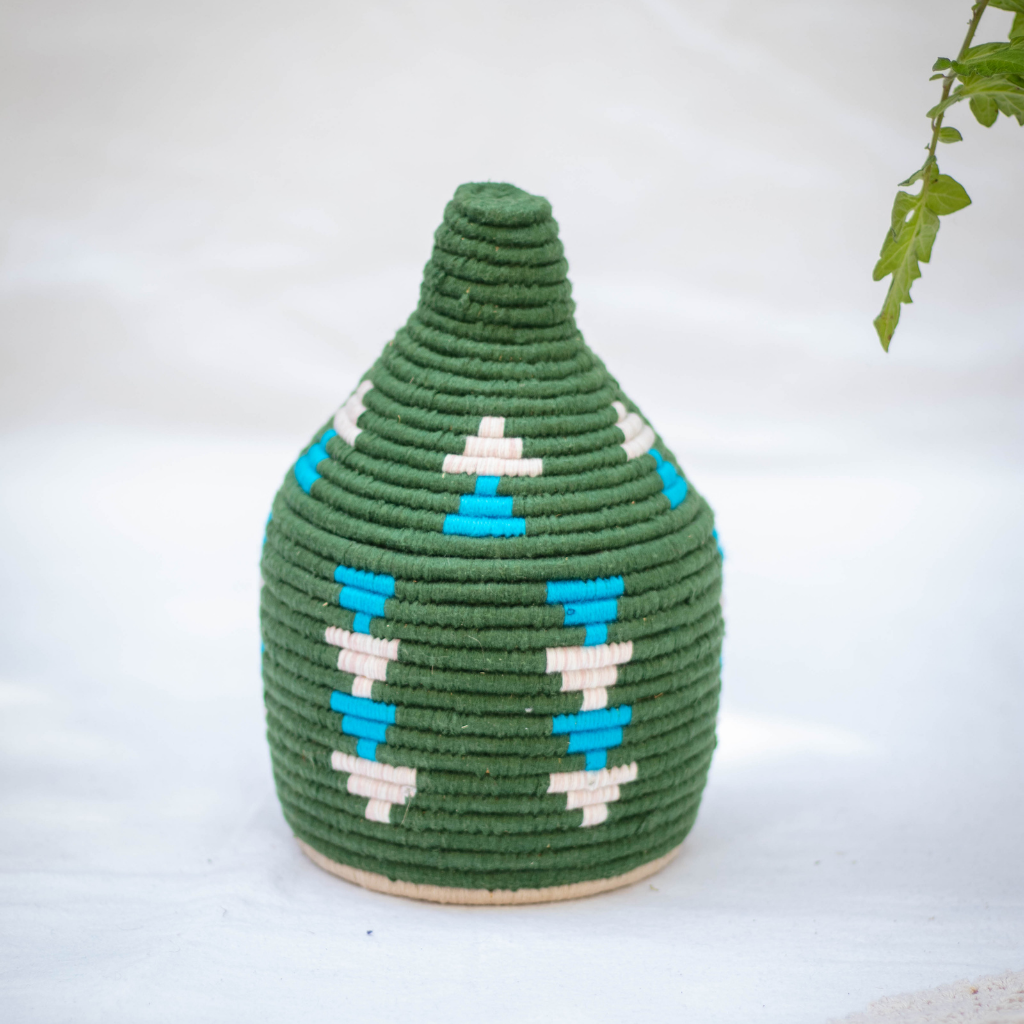 Hand-Woven Moroccan Wool Pot - 026