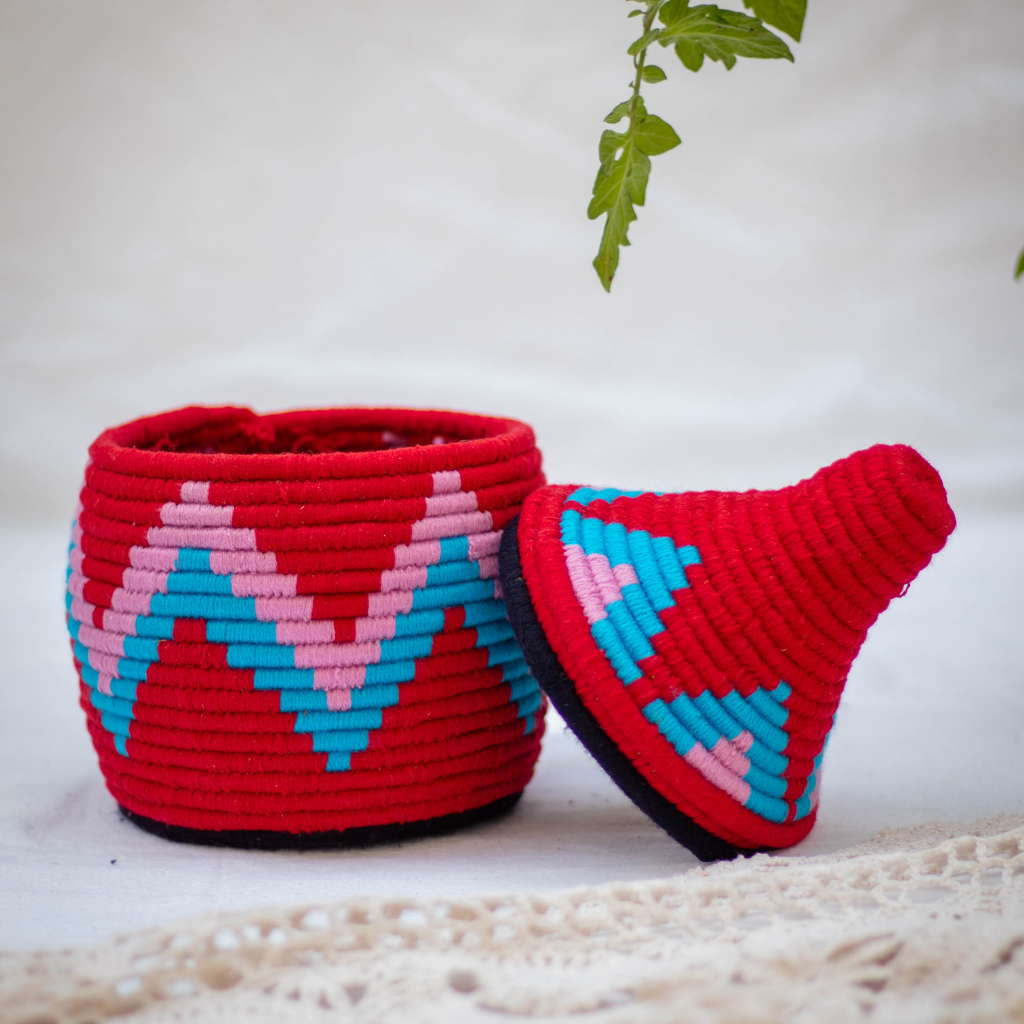 Hand-Woven Moroccan Wool Pot - 027