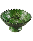 Moroccan Vintage Green Glazed Pedestal Fruit Bowl