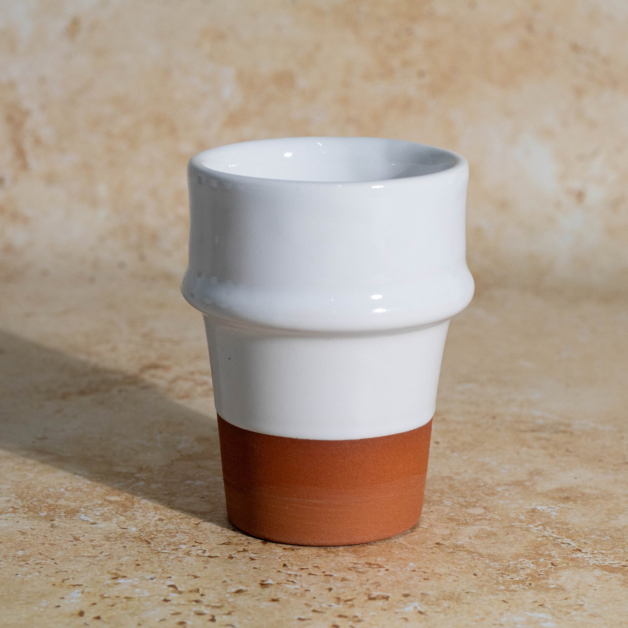 Beldi Ceramic Cup | Handmade White & Terracotta