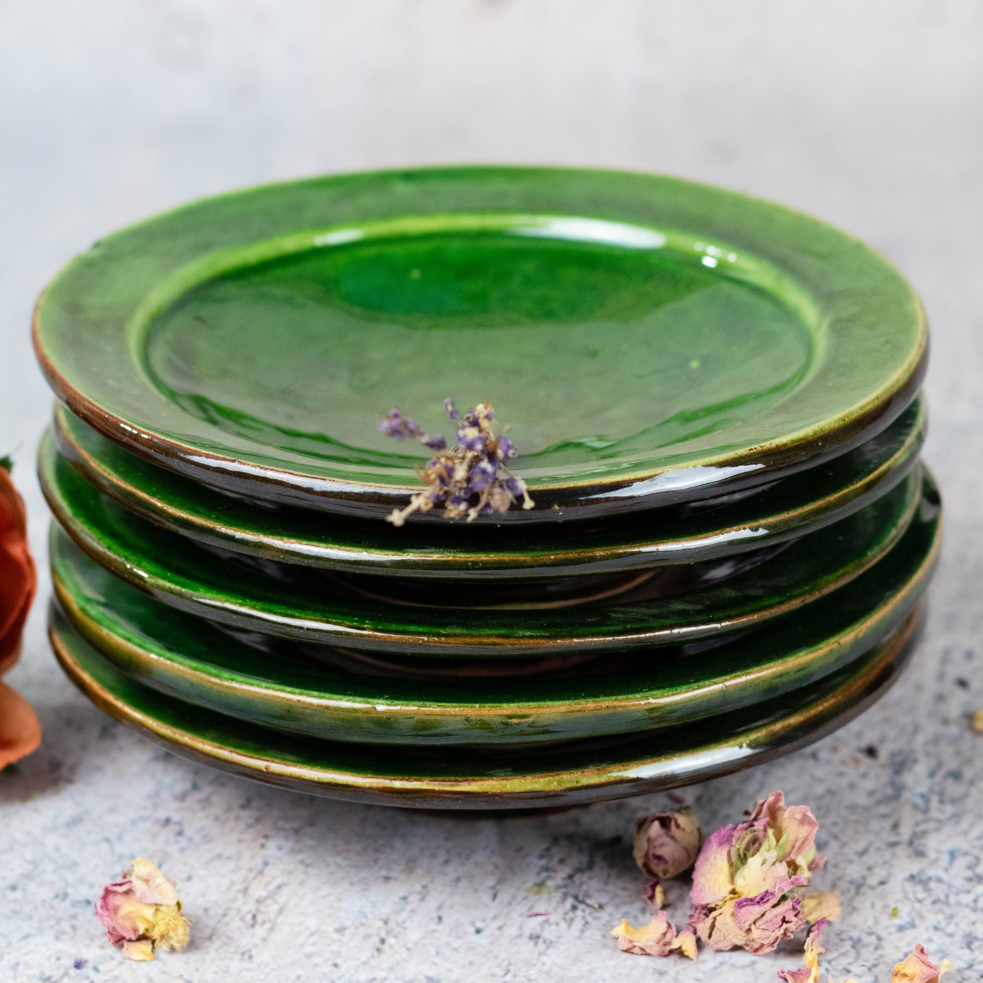 Moroccan Vintage Tamegroute Green Dinnerware Plates