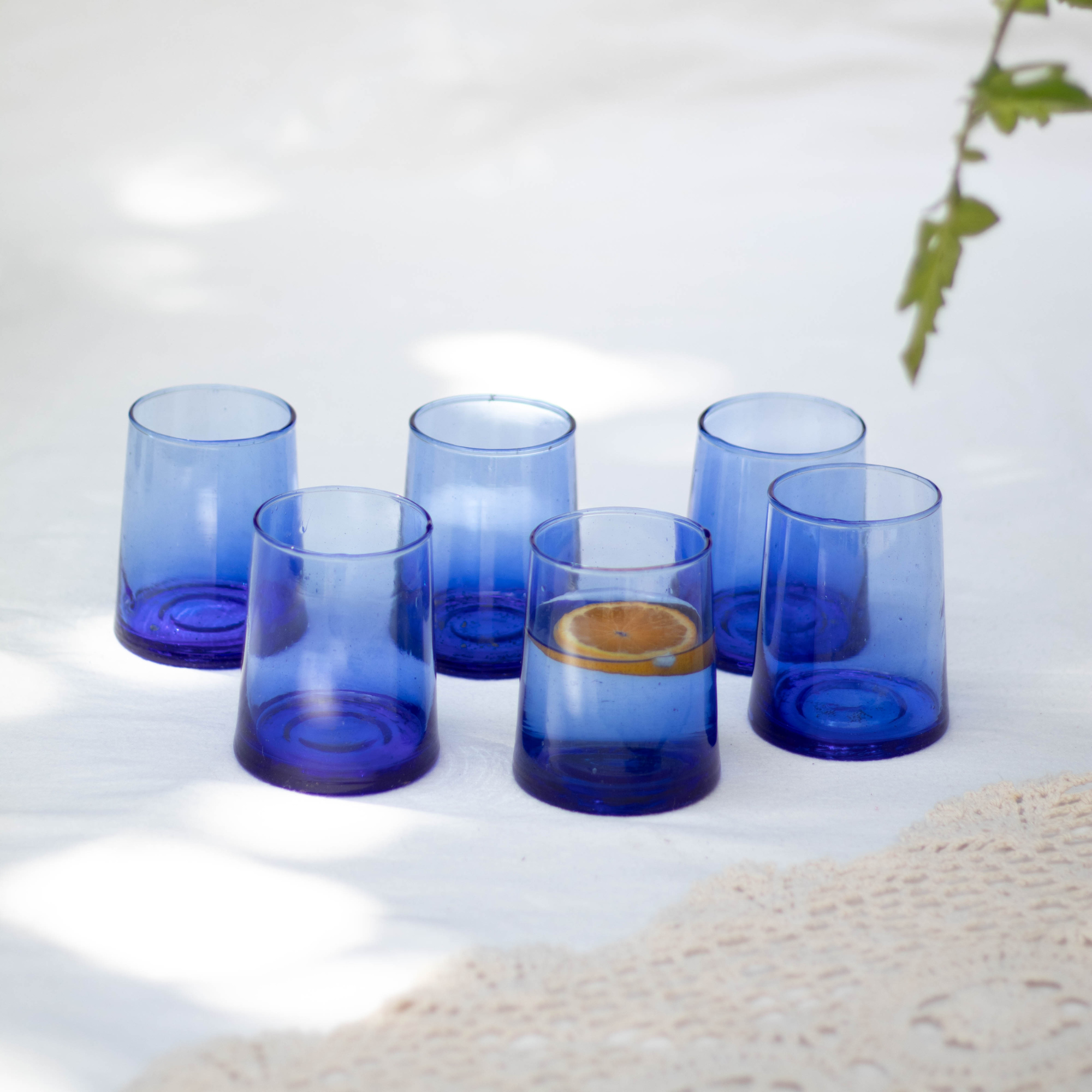 Handblown Blue Beldi Tumbler/Highball Glass – Authentic Moroccan Glassware