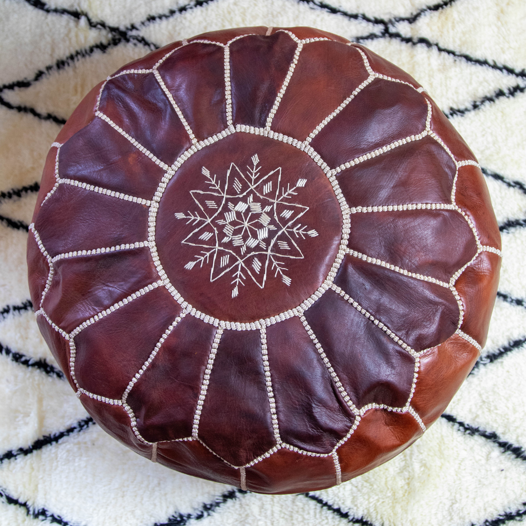 Moroccan Leather Pouffe Chestnut