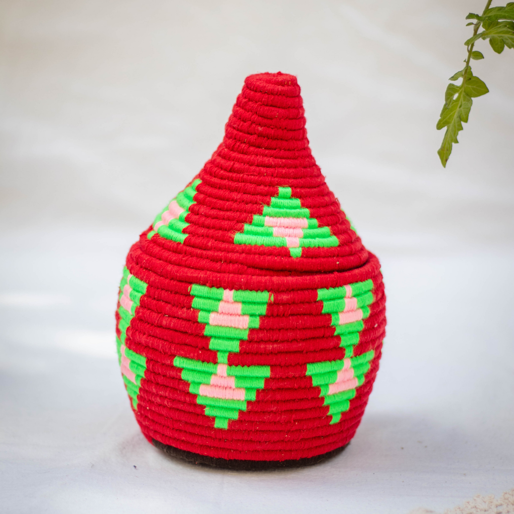 Hand-Woven Moroccan Wool Pot - 028