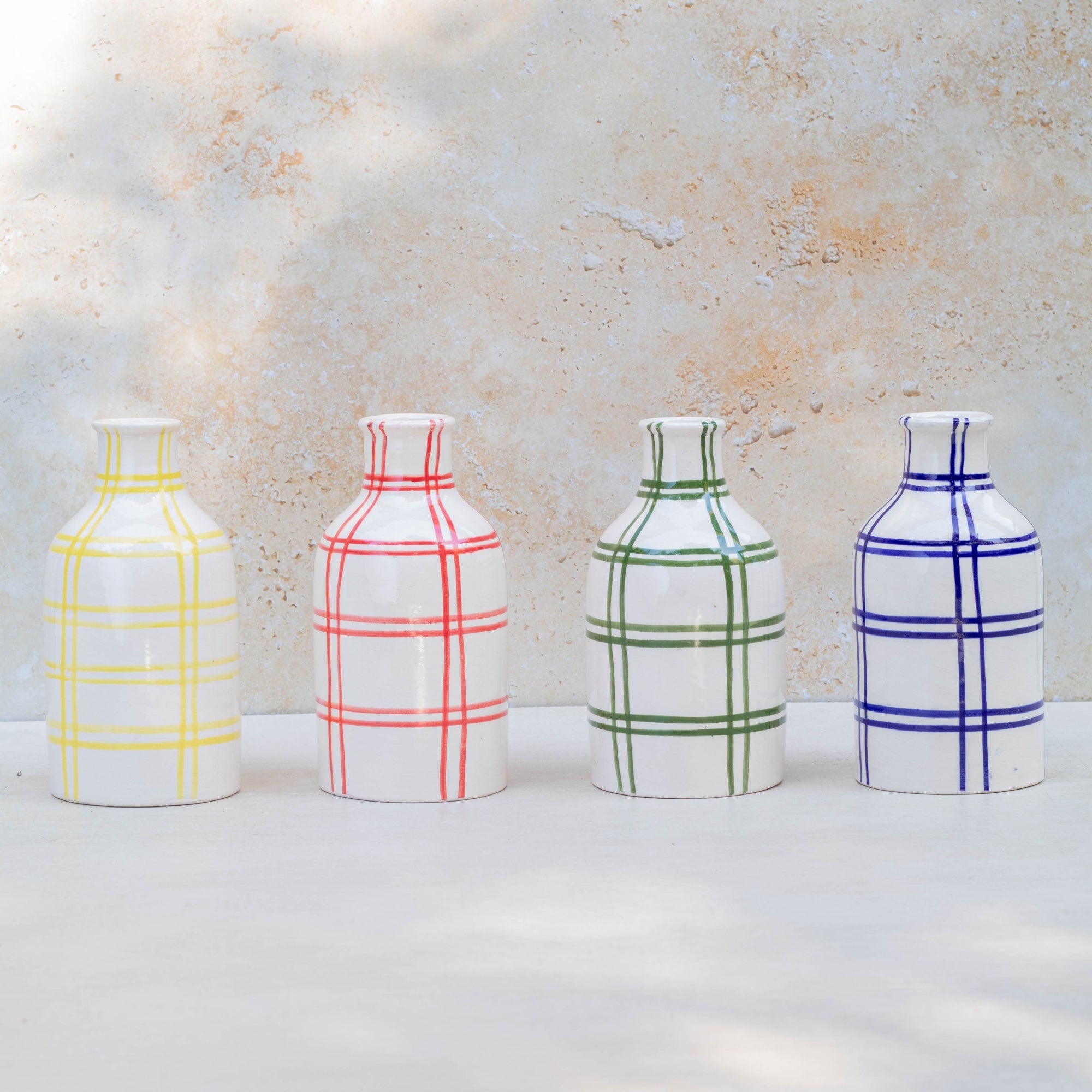 Handmade Checkered Ceramic Vase -
