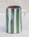 Handmade Striped Ceramic Pitcher - Green
