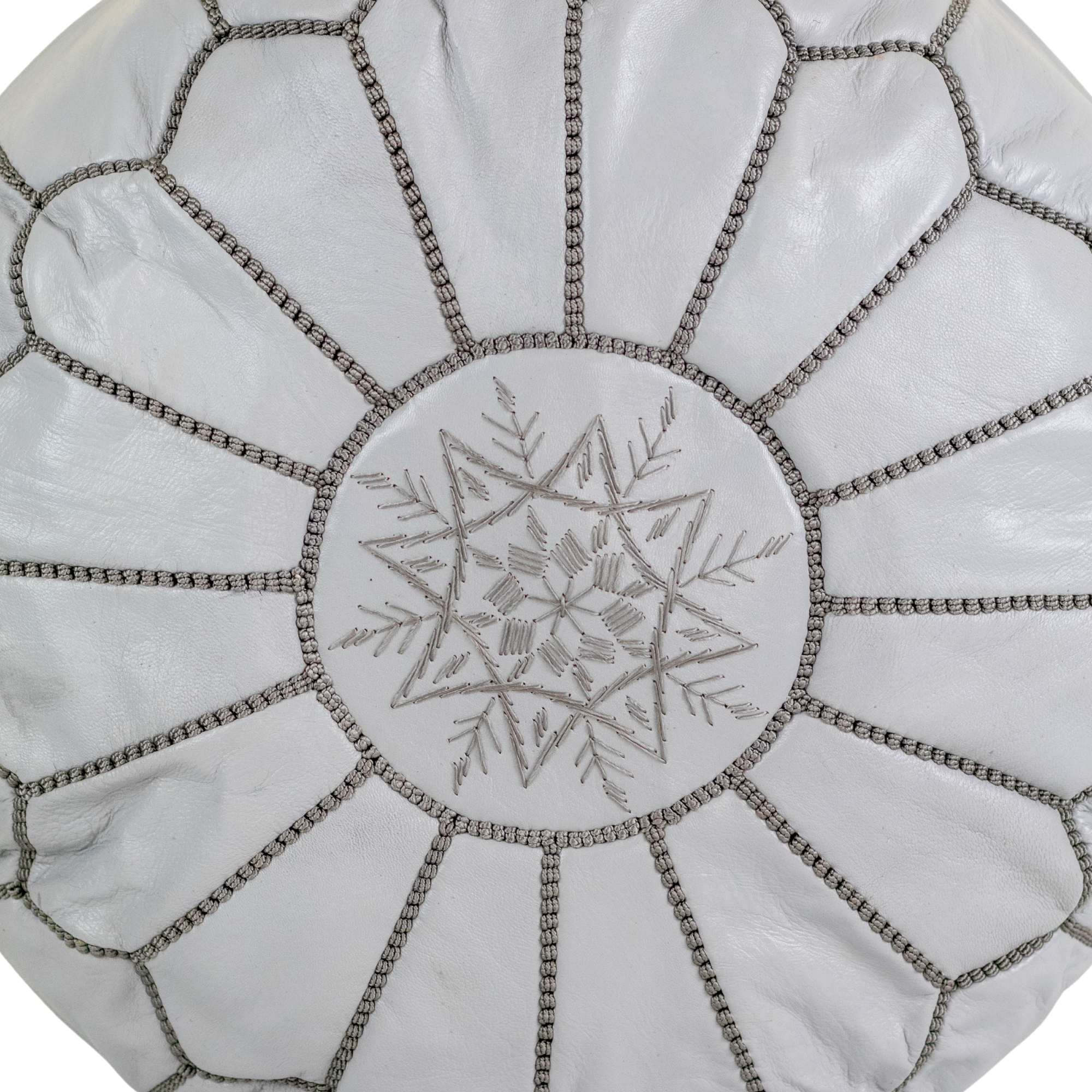 Moroccan Leather Pouffe Grey