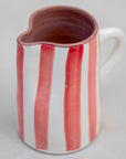 Handmade Striped Ceramic Pitcher - Red