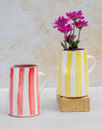 Handmade Striped Ceramic Pitcher 
