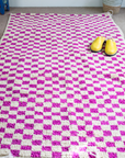 Moroccan Handmade Checkerboard Rug - Checkered Rugs  187cm x 116cm (Sky)