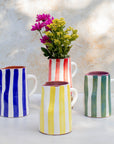 Handmade Striped Ceramic Pitcher 