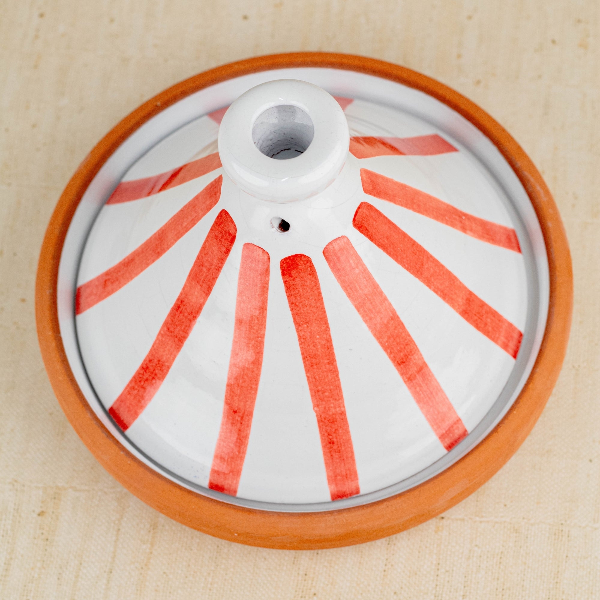 Handmade Moroccan Cooking Tagine - Red Stripes