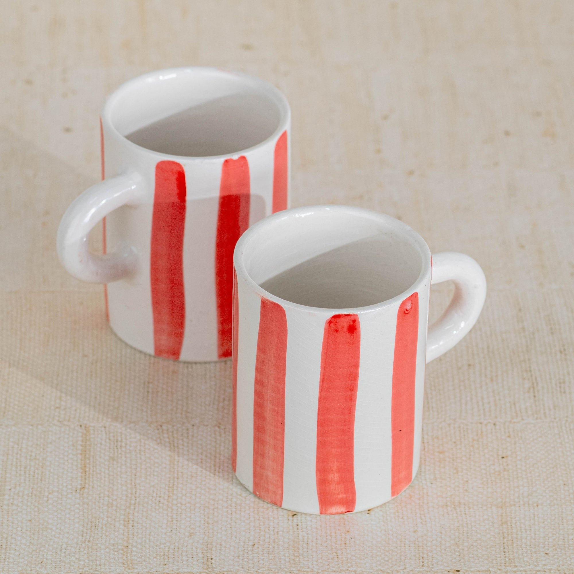 Handmade Striped Coffee Mug - Red
