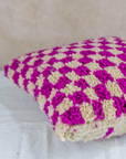 Pink & White Check Cushion Cover