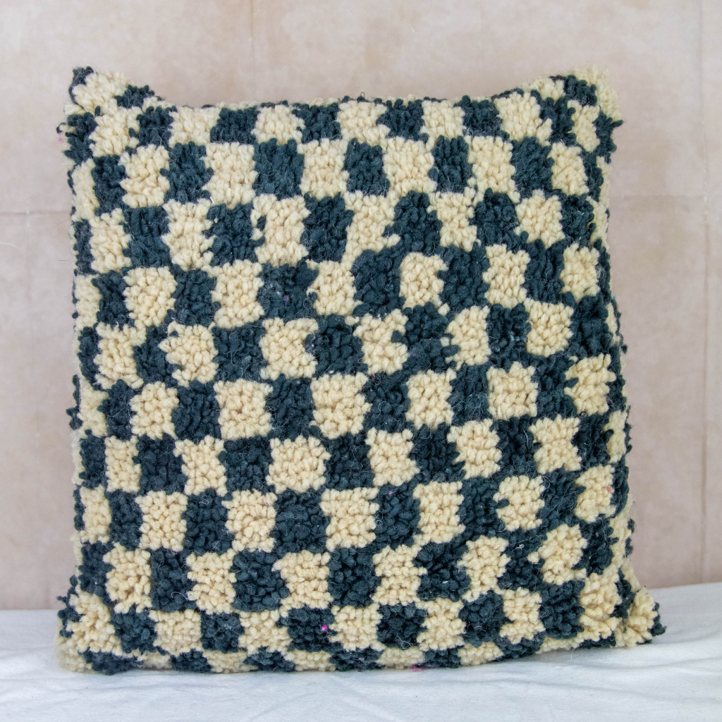 Black &amp; White Check Cushion Cover