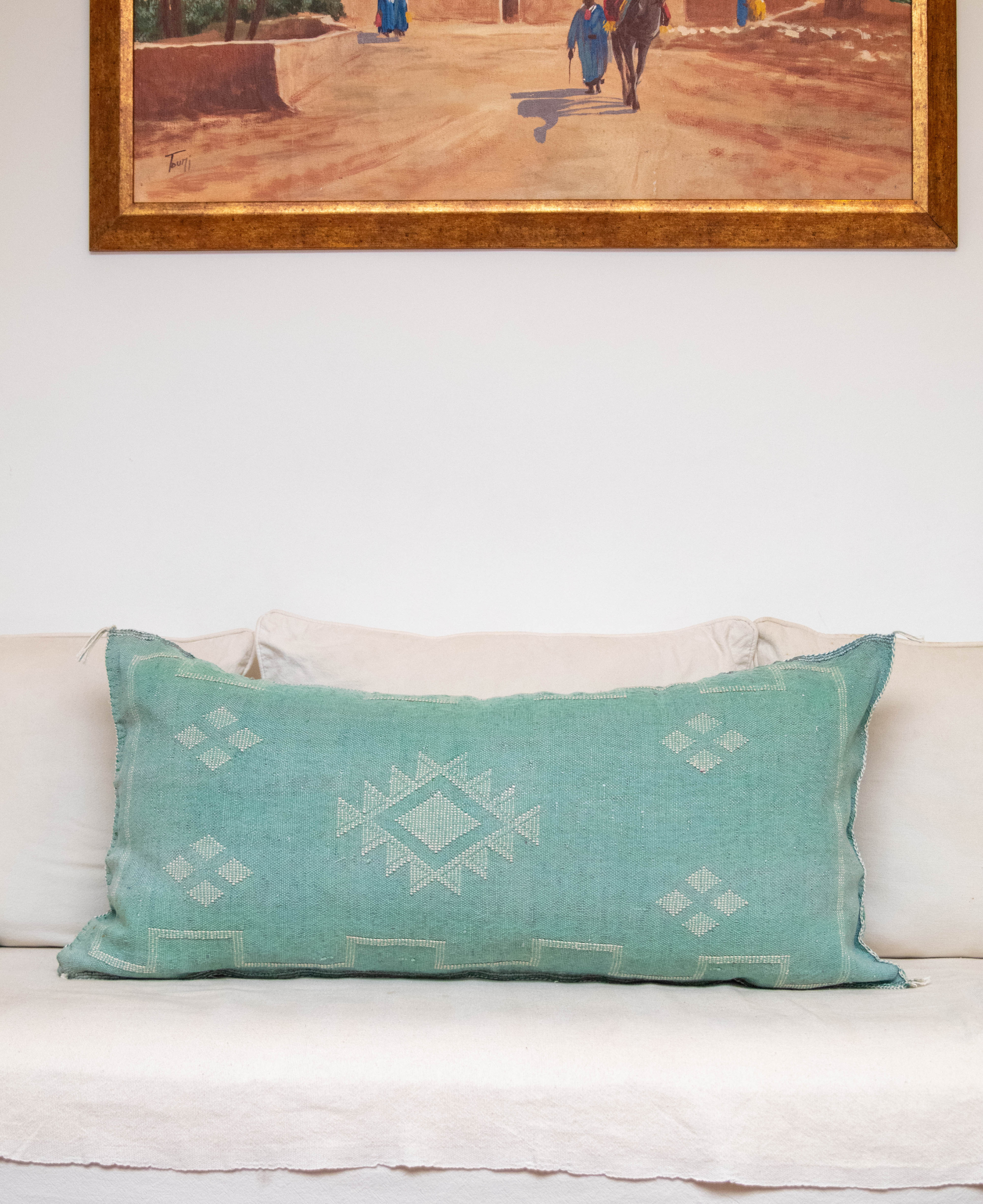 Vintage Cactus Silk Cushion – Handmade Moroccan Sabra Pillow