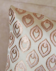 Beige Cushion Cover with Metallic Light Brown Pattern: Oblong