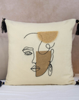 Embroidered Cushion Cover - Beige