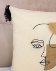 Embroidered Cushion Cover - Beige