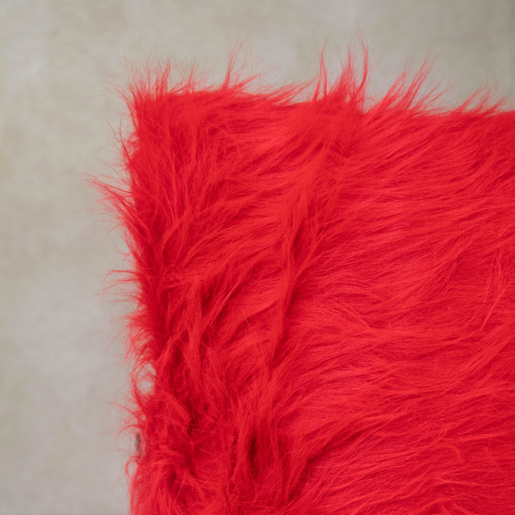 Super Soft Faux Fur Cushion Cover: Red