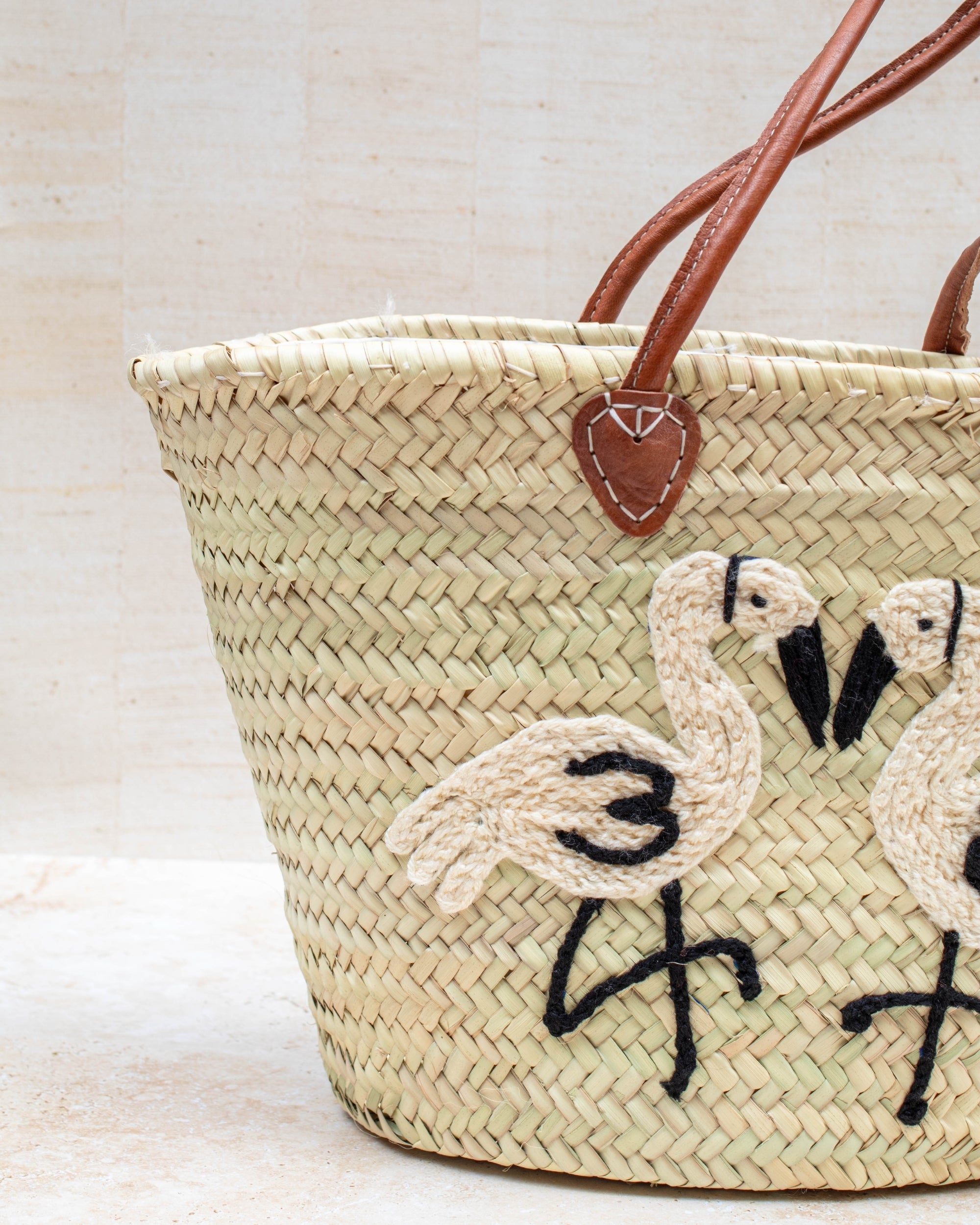 Flamingo embroidery – close-up stitching