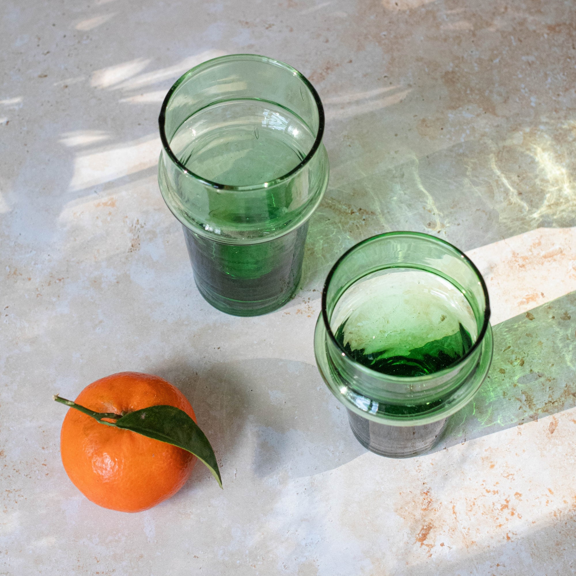  Green Beldi Tea Glasses Set of 6 | Handmade Moroccan Glass
