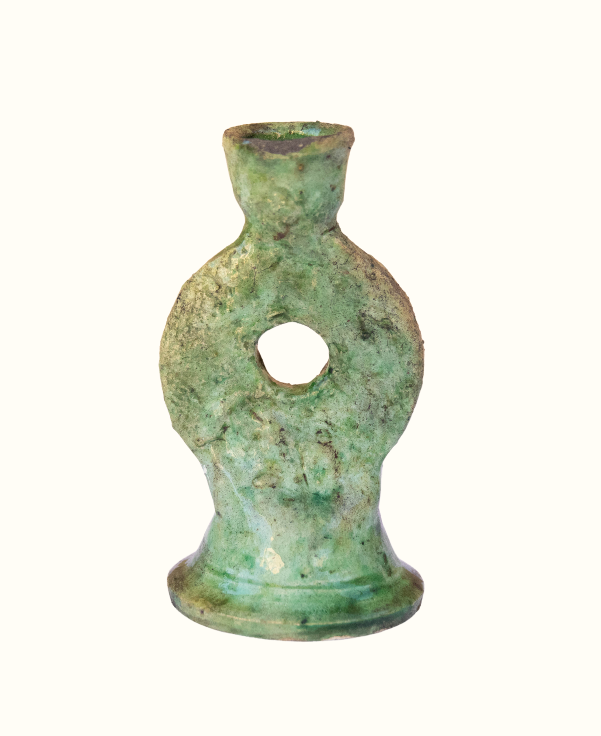 Tamegroute Green Glazed Candlestick Holder