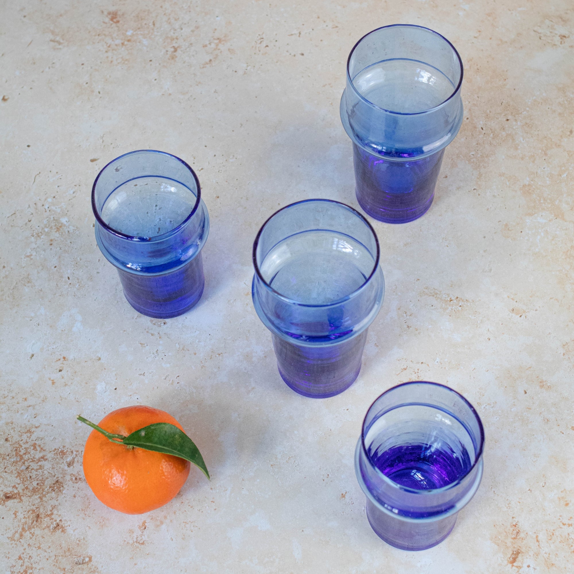 Handmade Beldi Tea Glasses Set - Blue
