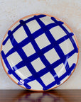 Handmade Checkered Ceramic Bowl - Blue
