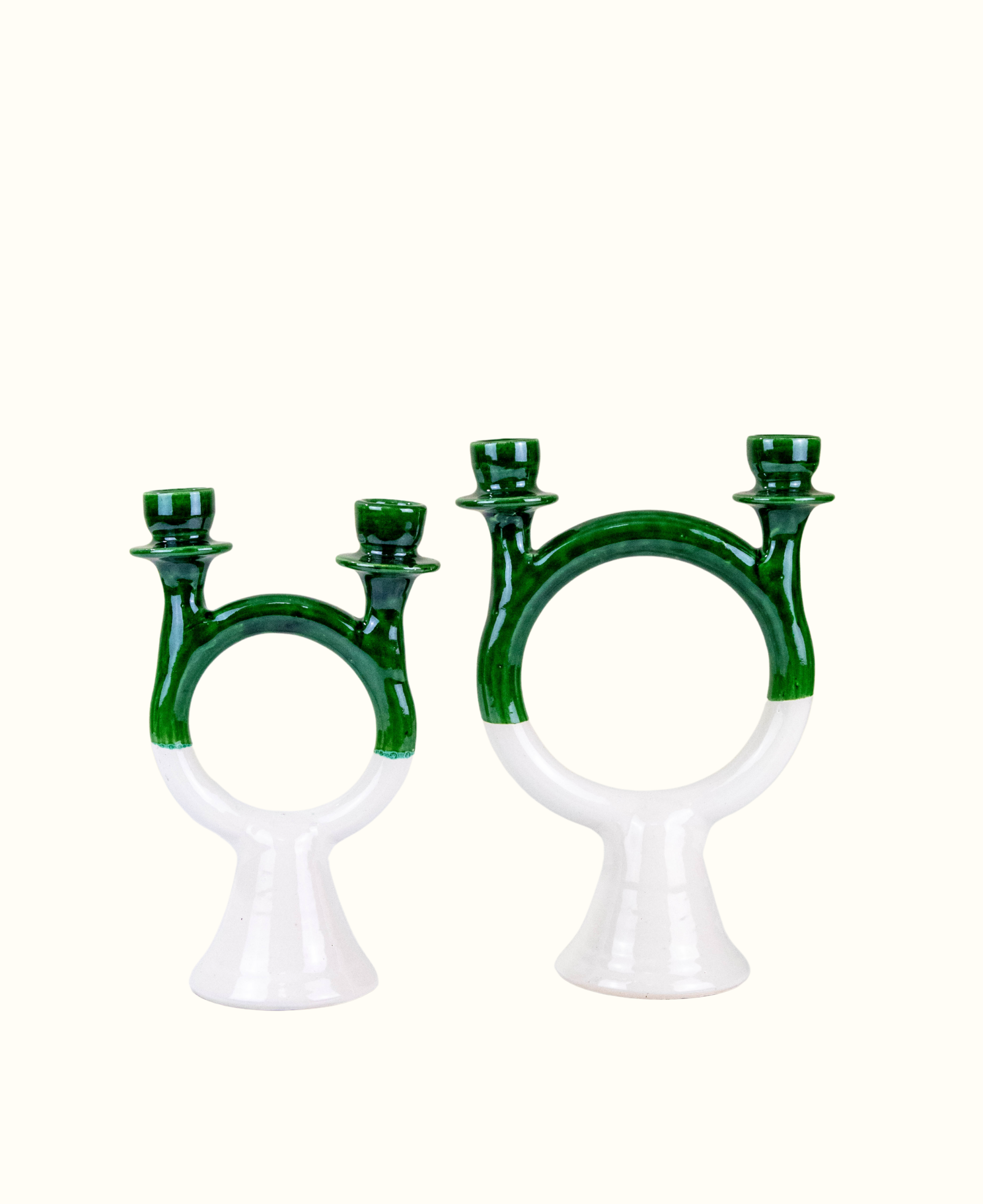 Handmade Green Ceramic Glazed Candlestick Candleholder