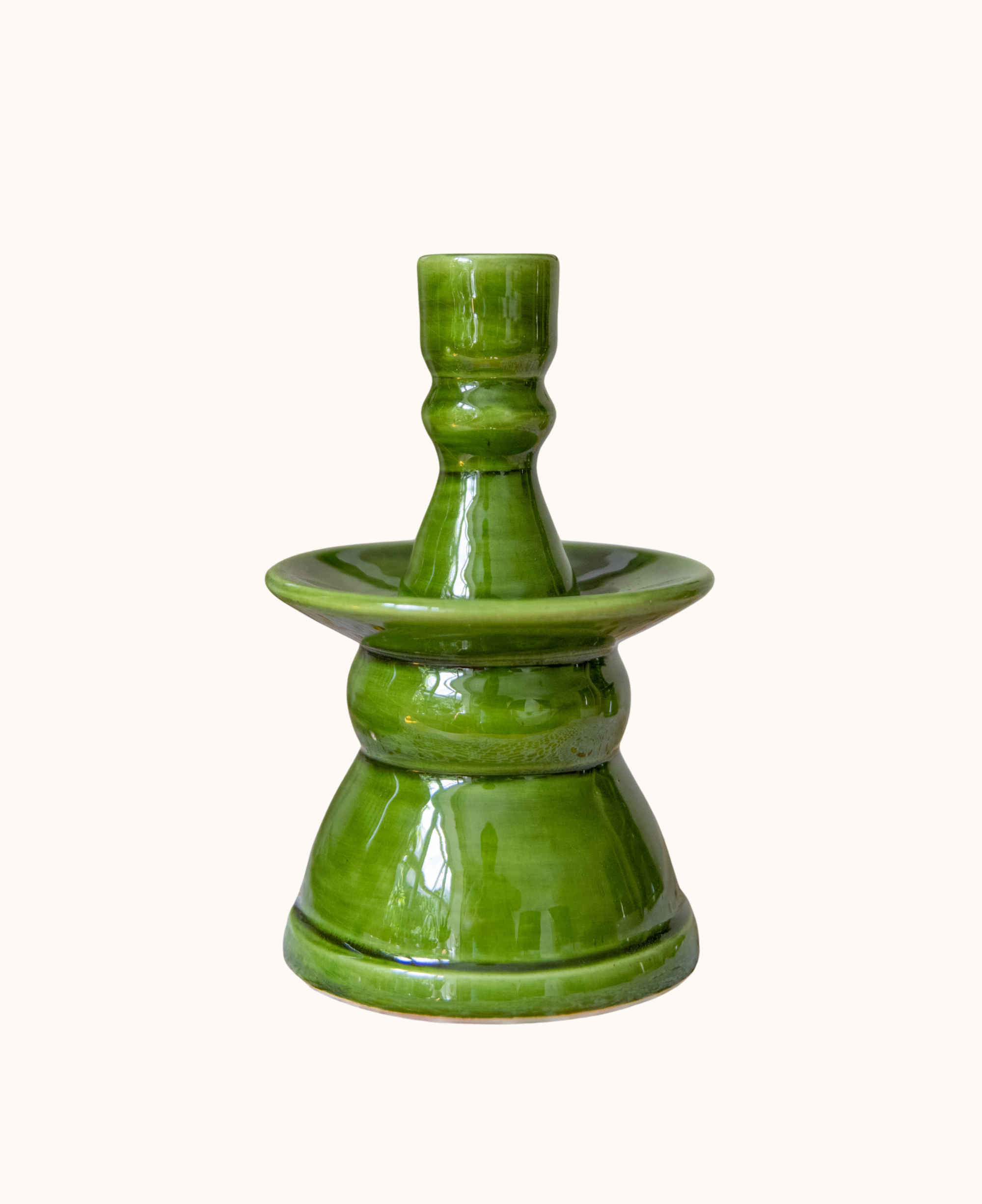 Handmade Green Glazed Ceramic Candlestick