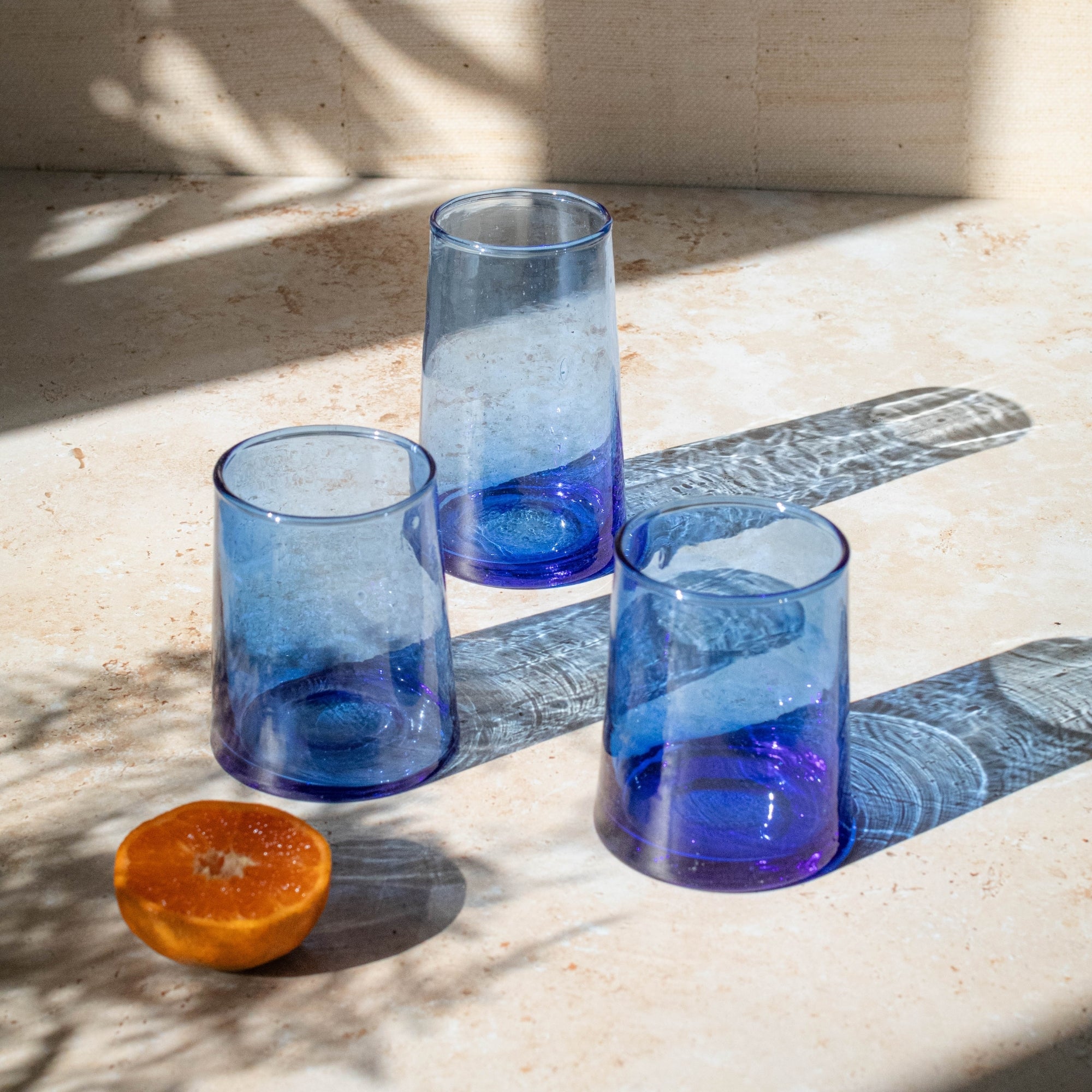 Handmade Moroccan Beldi Glass - Blue